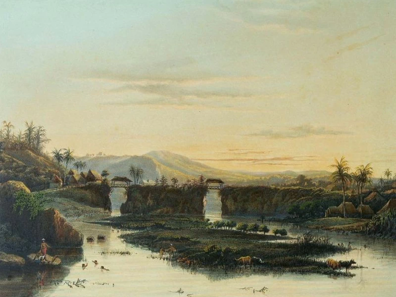 1801-Abram Salm - Una rivierlandschap in de omgeving van Batavia